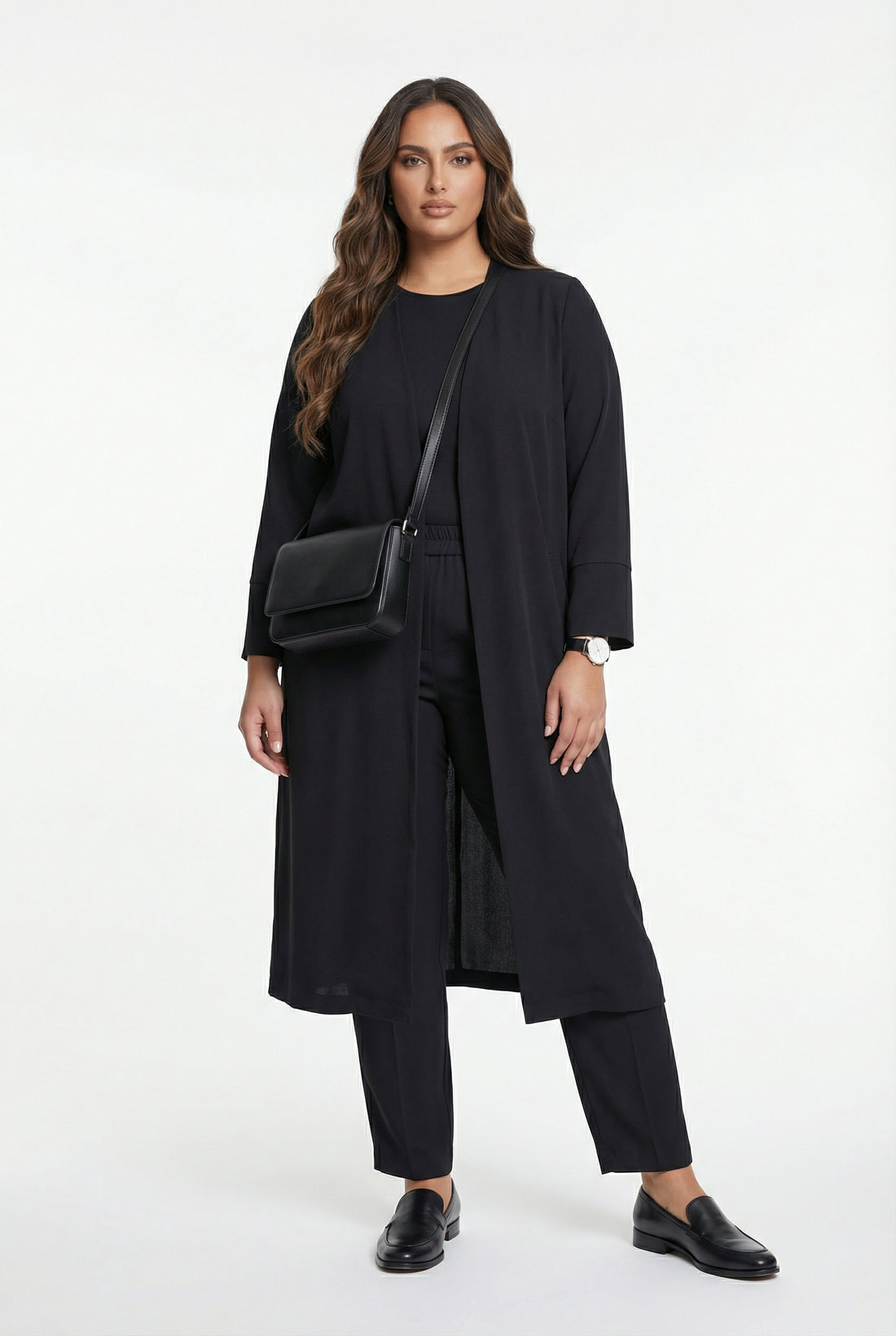 256099999 Open Front Long Cardigan - Brown Loft