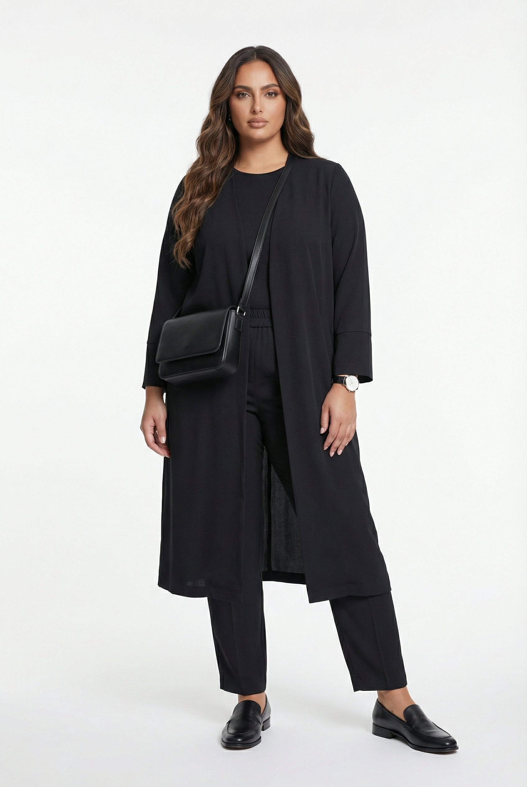 256099999 Open Front Long Cardigan - Brown Loft