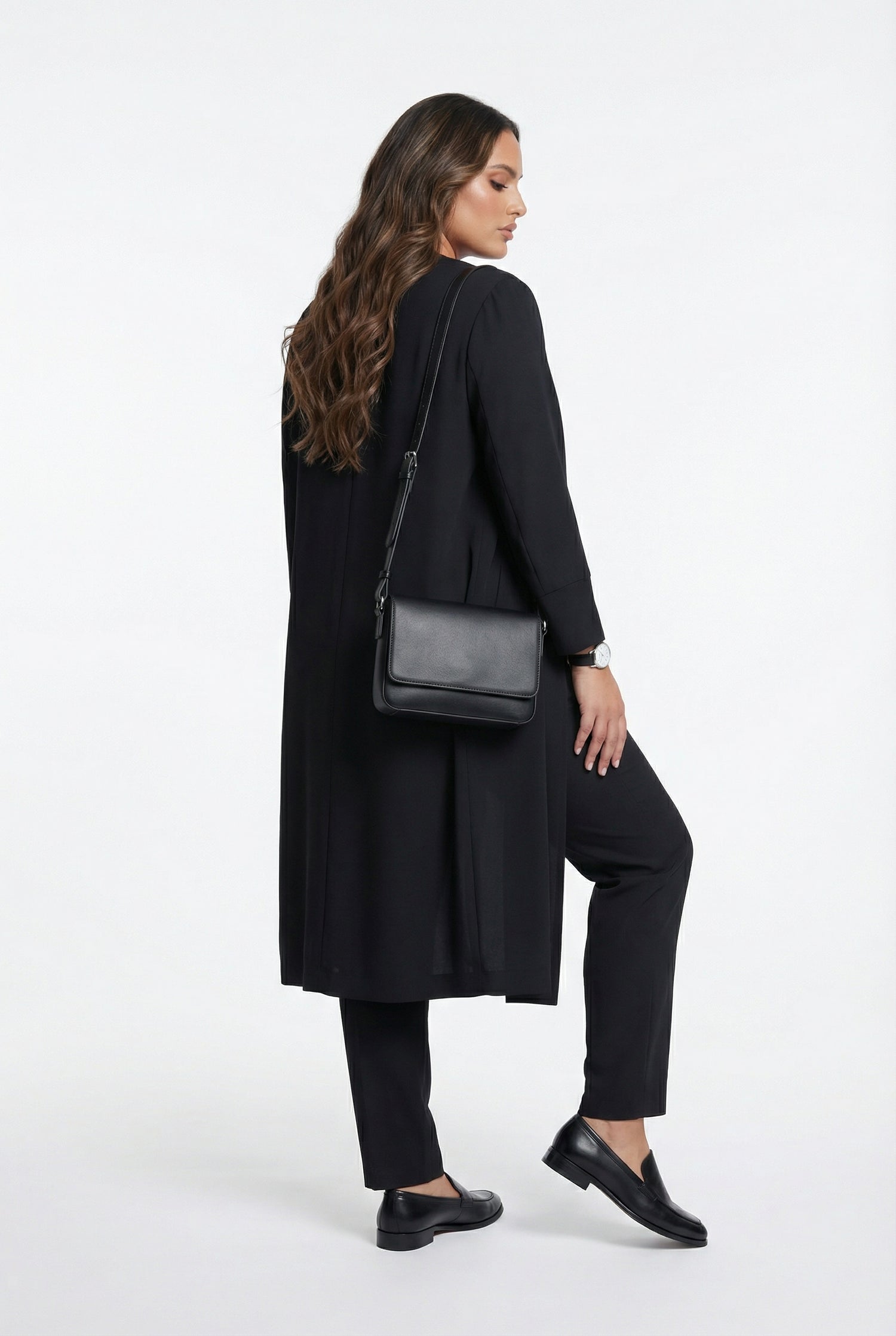 256099999 Open Front Long Cardigan - Brown Loft