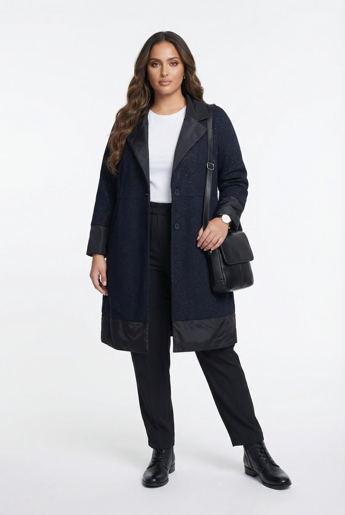 256729999 Shiny Lurex Oversized Coat - Brown Loft
