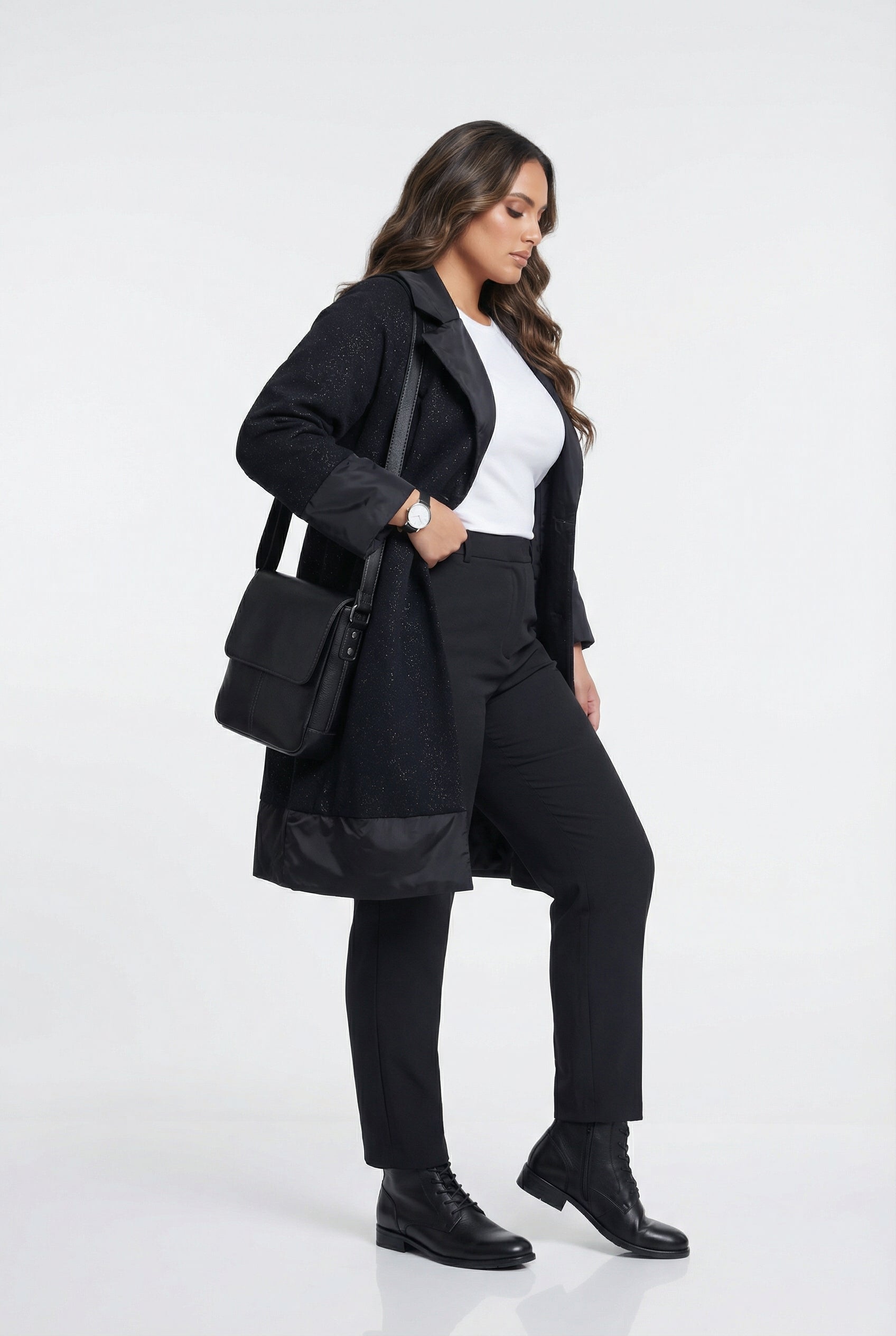 256729999 Shiny Lurex Oversized Coat - Brown Loft