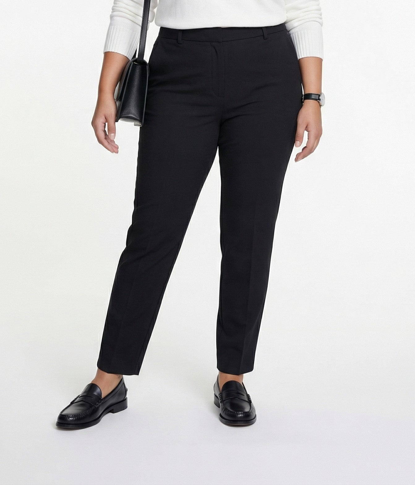 23517 Milano Slim Cut Oversized Stretch Pants - Brown Loft