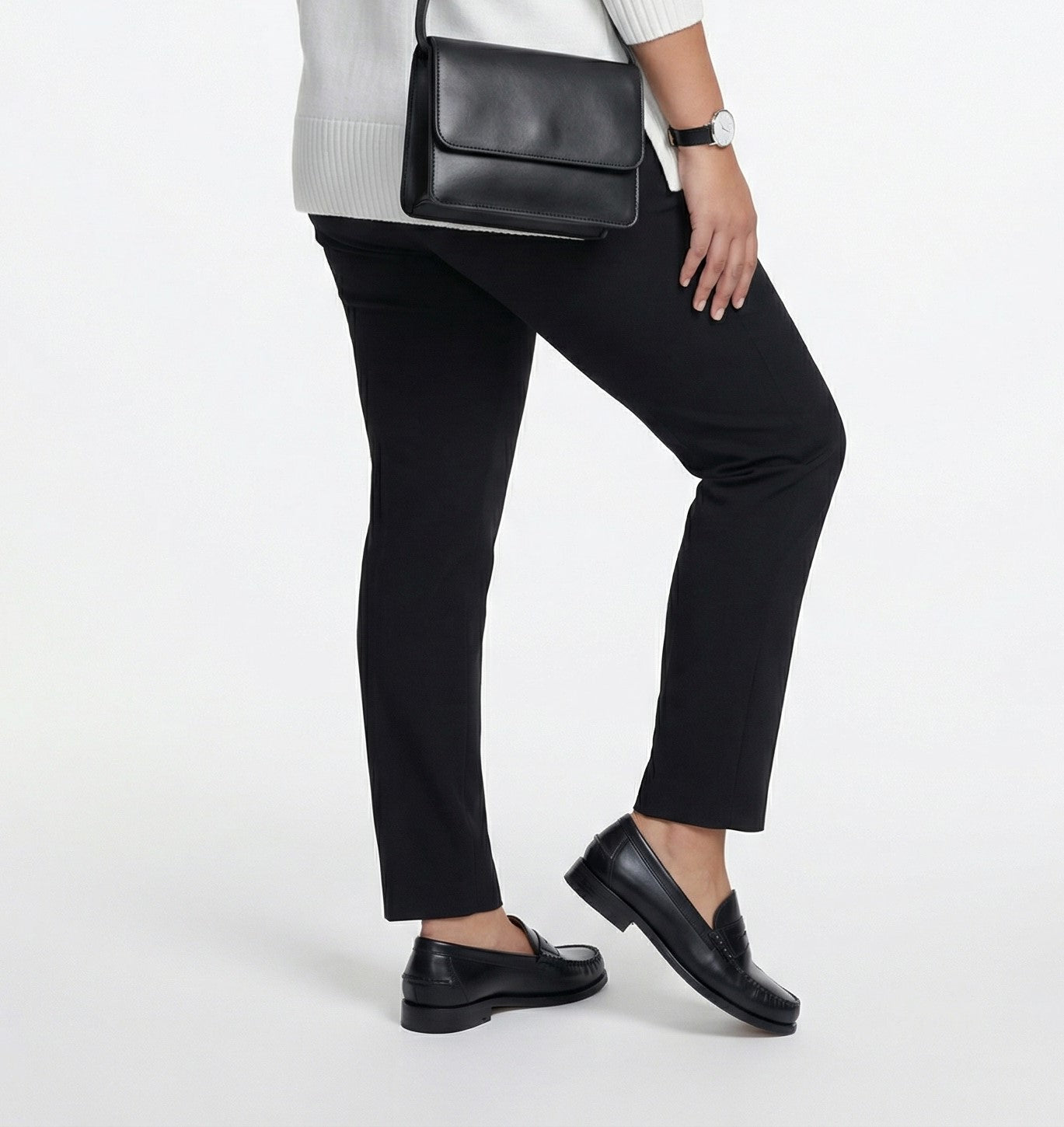 23517 Milano Slim Cut Oversized Stretch Pants - Brown Loft
