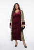 25583/2522 Scoop Neckline Velvet Long Sleeveless Dress with Floral Kimono - Brown Loft