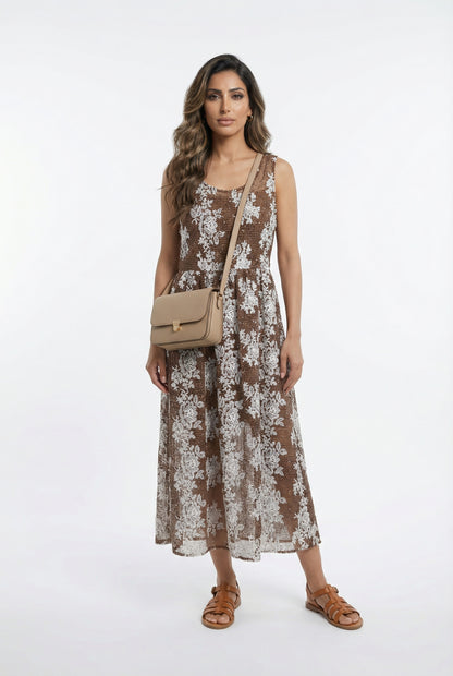 Floral Fishnet Sleeveless Maxi Dress – Orelia