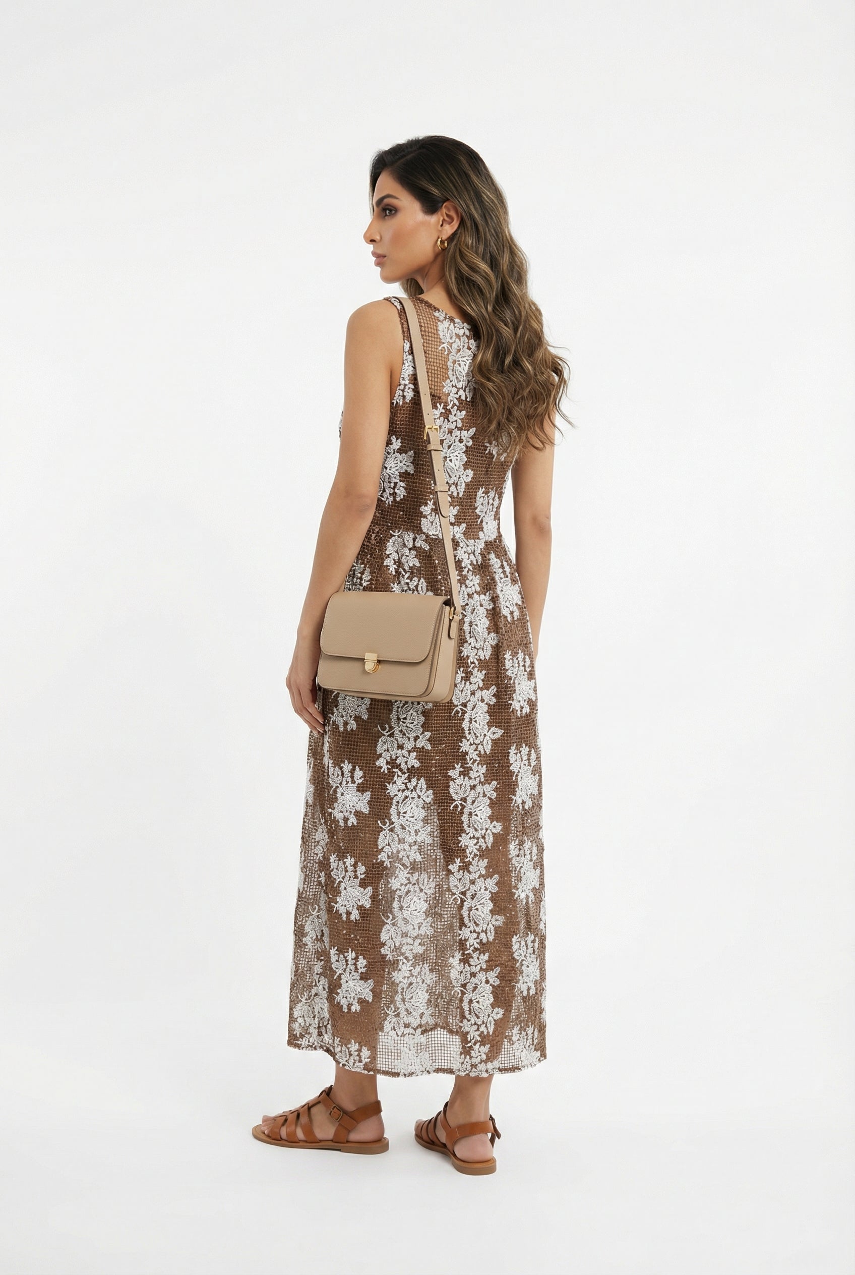Floral Fishnet Sleeveless Maxi Dress – Orelia