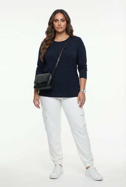 255239999 Embellished Oversized Top - Brown Loft