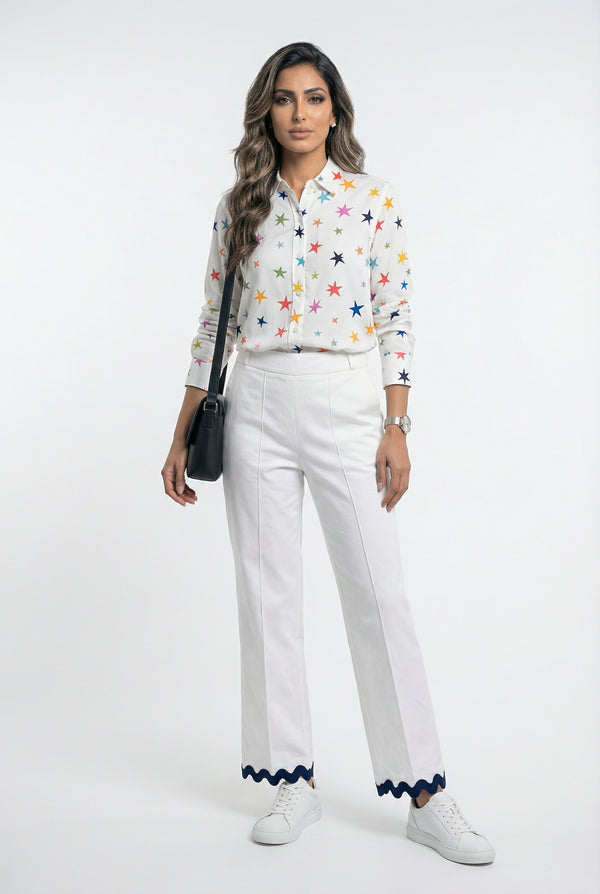 33291 Straight Cut Mid Rise Pants بنطال بقصة مستقيمة وخصر متوسط الارتفاع