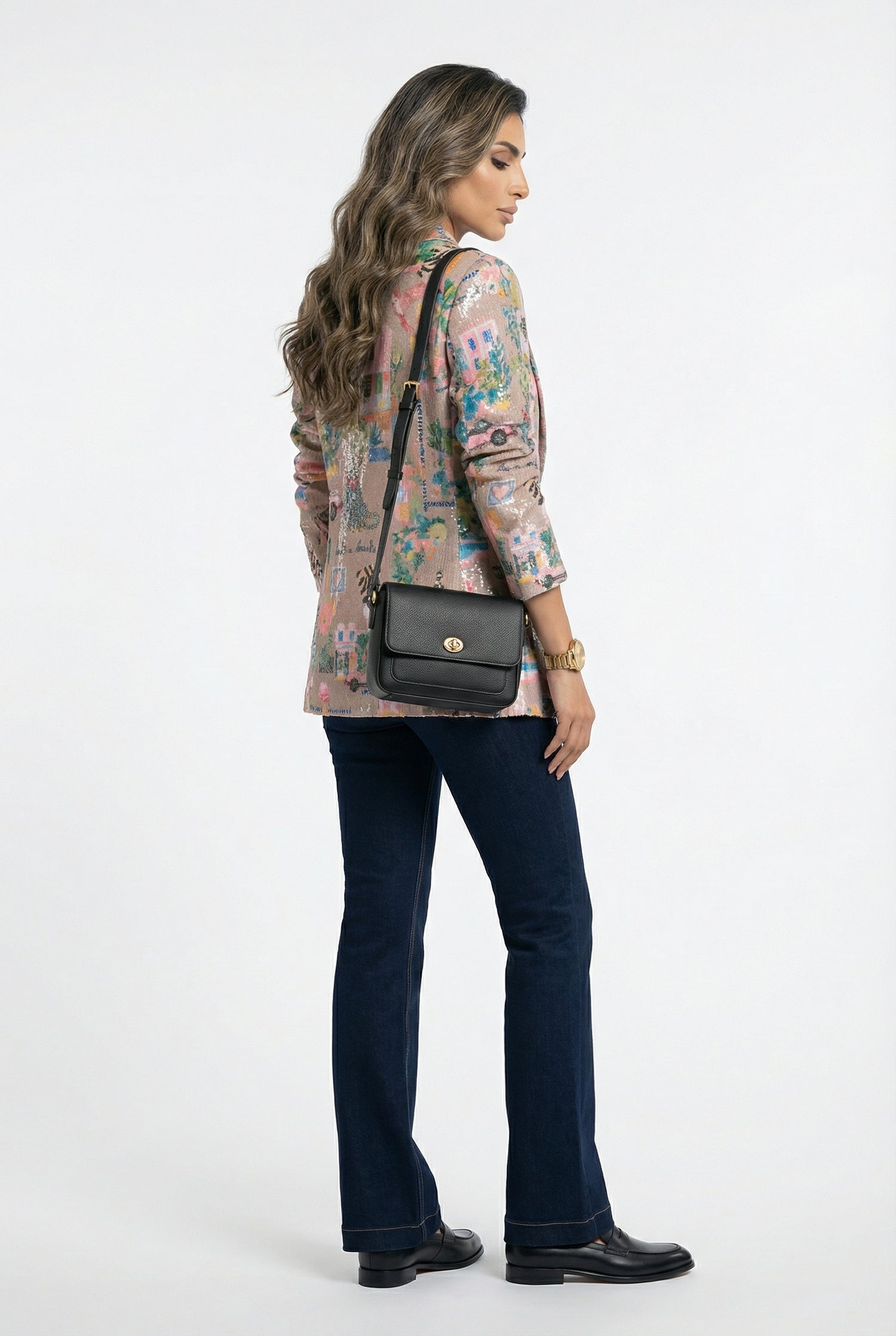 33555 California Print Sequins Jacket - Brown Loft