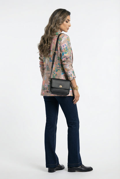 33555 California Print Sequins Jacket - Brown Loft