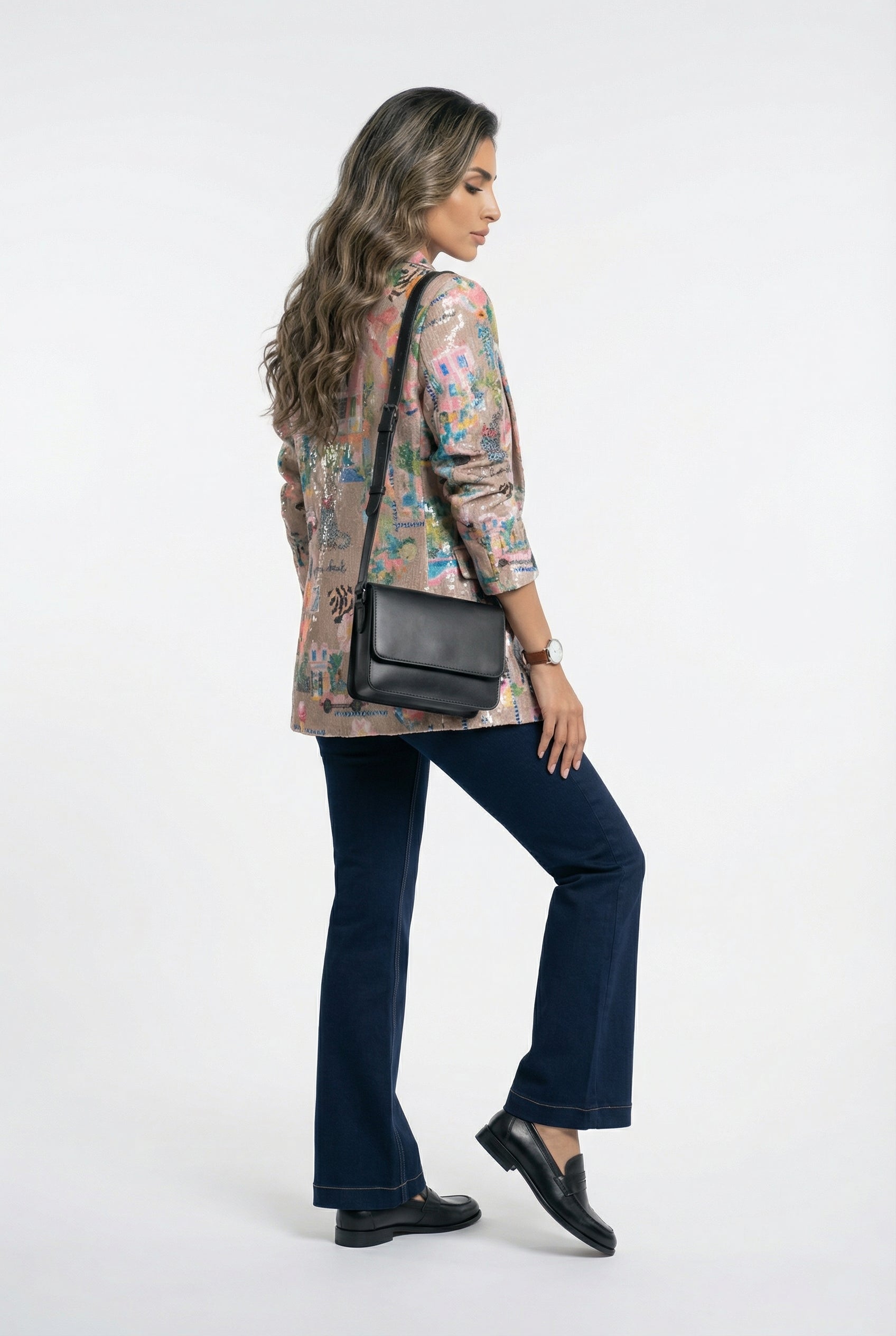 33555 California Print Sequins Jacket - Brown Loft