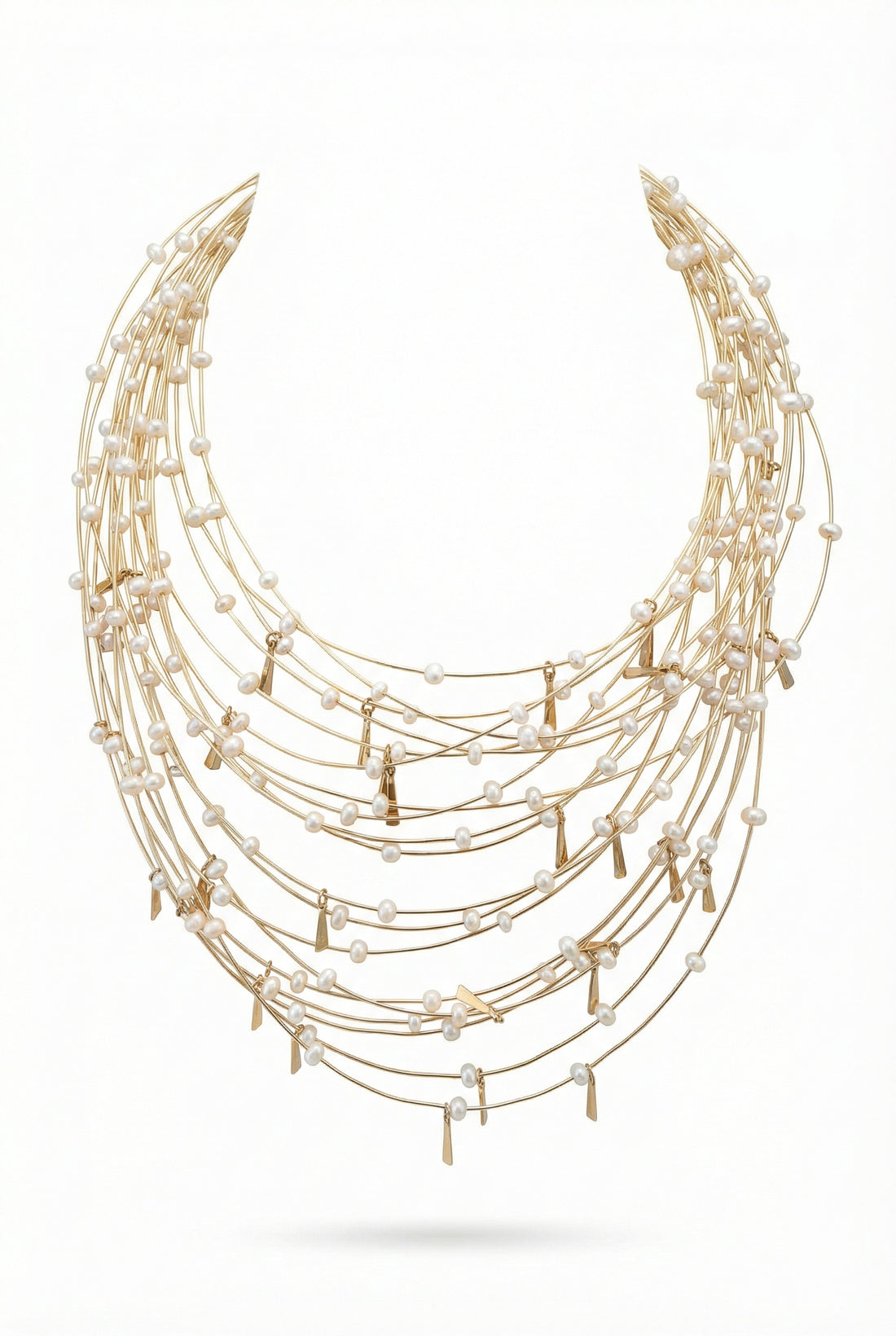 MOD 25 Multi Strand Gold Wire Necklace قلادة متعددة الخيوط من الأسلاك الذهبية - Brown Loft