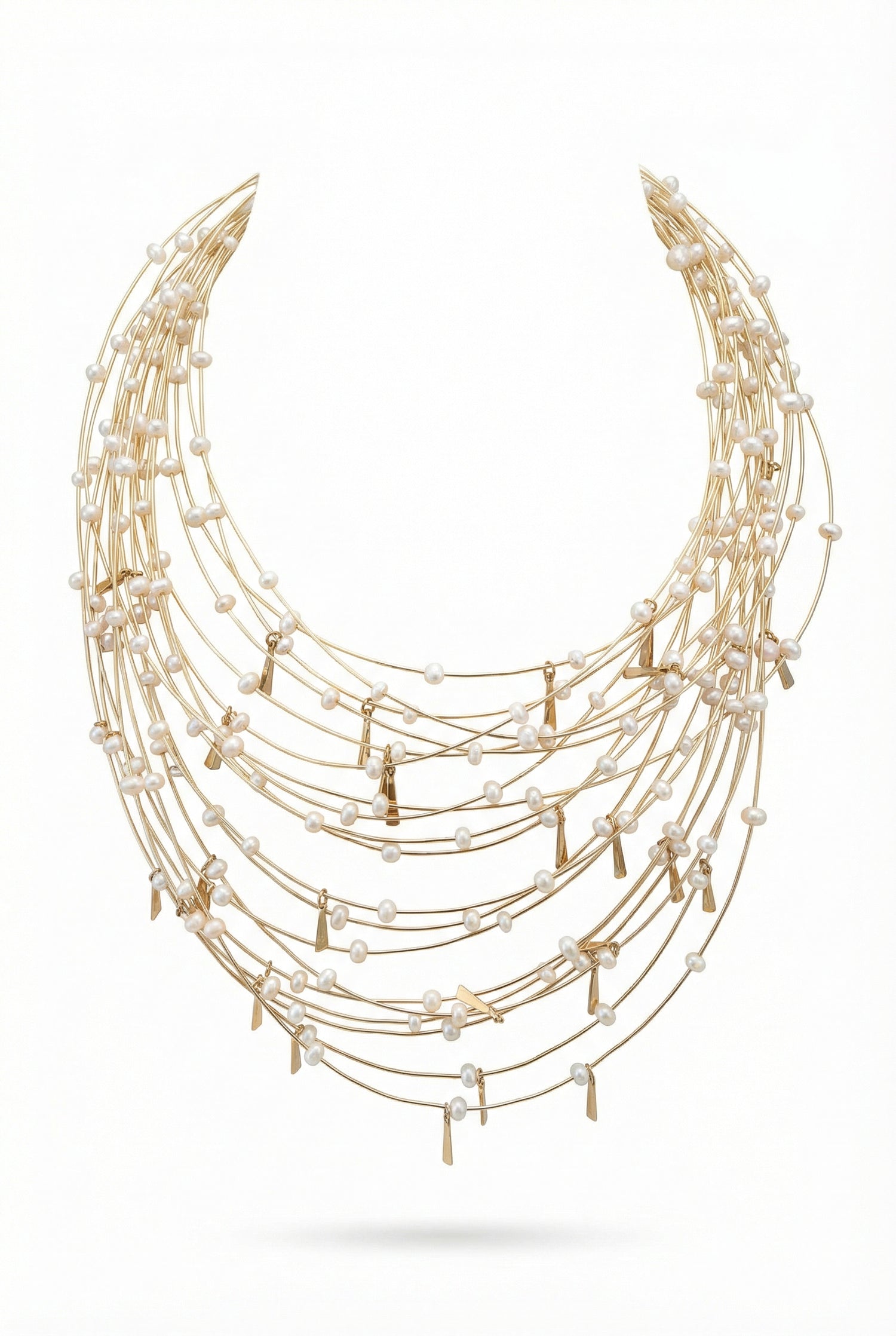 MOD 25 Multi Strand Gold Wire Necklace قلادة متعددة الخيوط من الأسلاك الذهبية - Brown Loft
