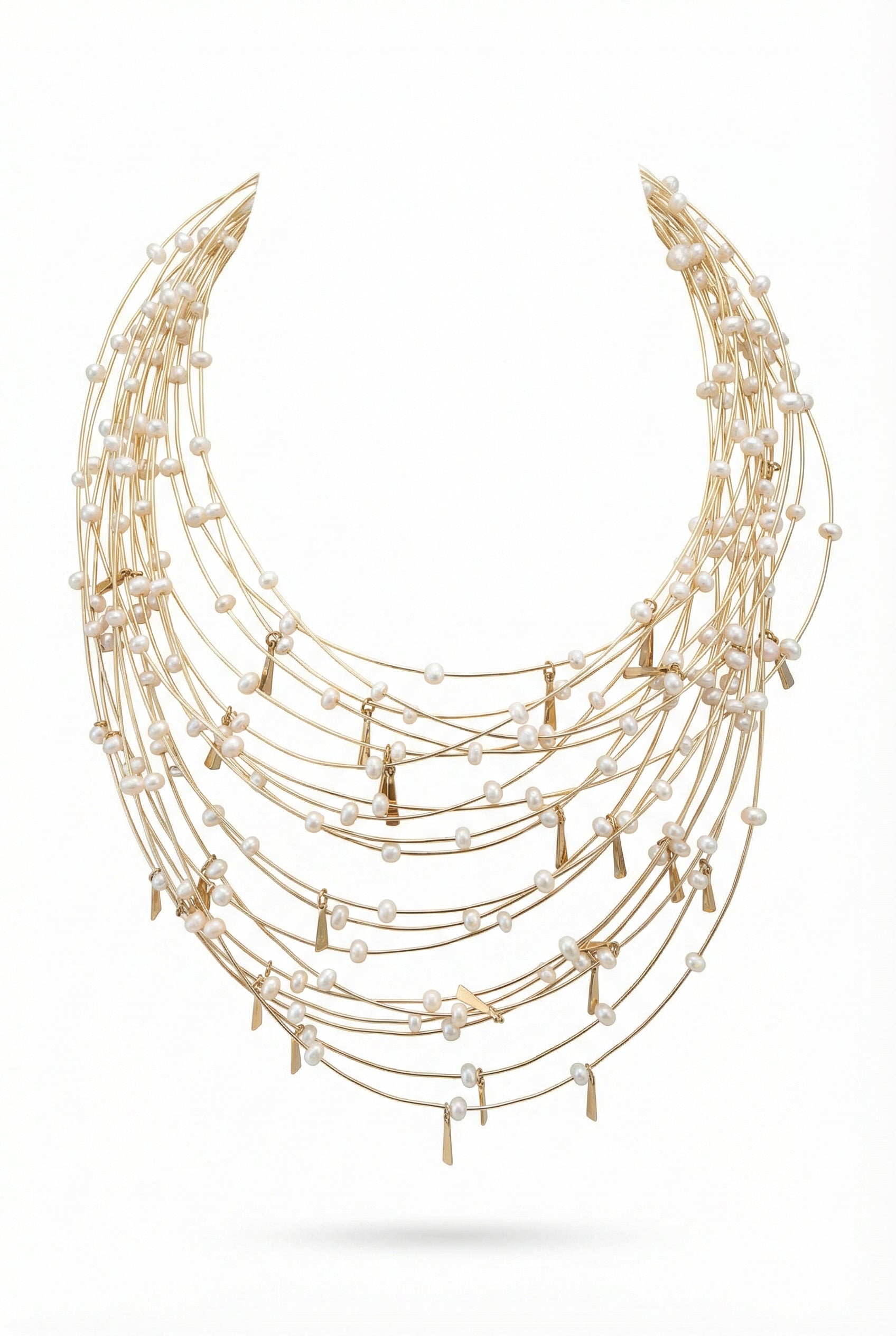 MOD 25 Multi Strand Gold Wire Necklace قلادة متعددة الخيوط من الأسلاك الذهبية - Brown Loft