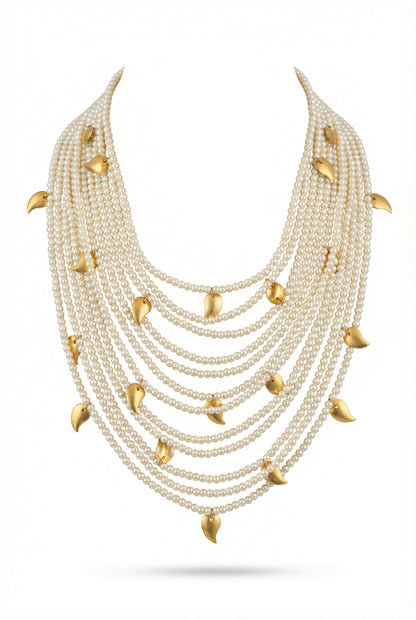 MOD 17 Multi Layered Pearl Short Necklace قلادة قصيرة متعددة الطبقات من اللؤلؤ