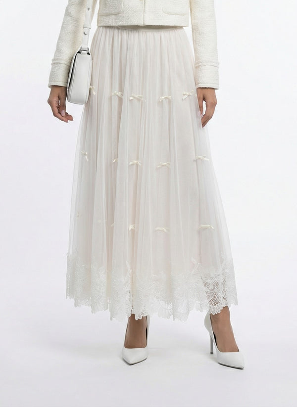 08387 Long Tulle Mesh Skirt تنورة طويلة من التُل الشبكي