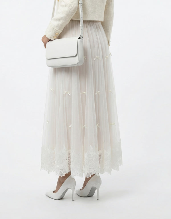 08387 Long Tulle Mesh Skirt تنورة طويلة من التُل الشبكي