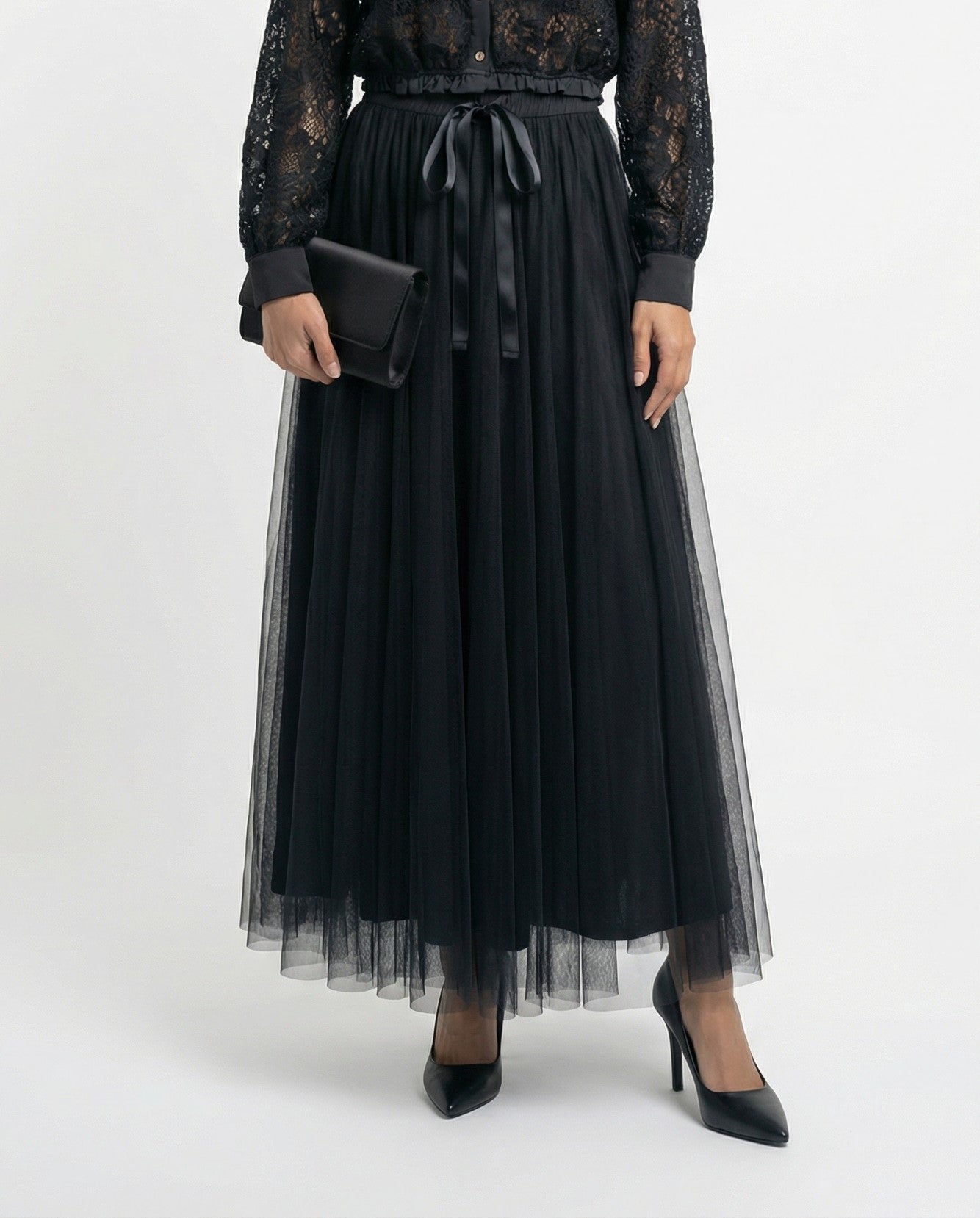 08077 Long Tulle Skirt - Brown Loft