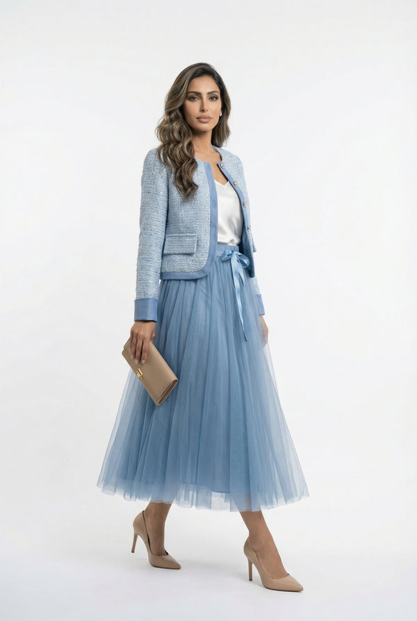 08552 Sequin Boucle Tweed Cropped Jacket سترة قصيرة من التويد بترتر وبوكل