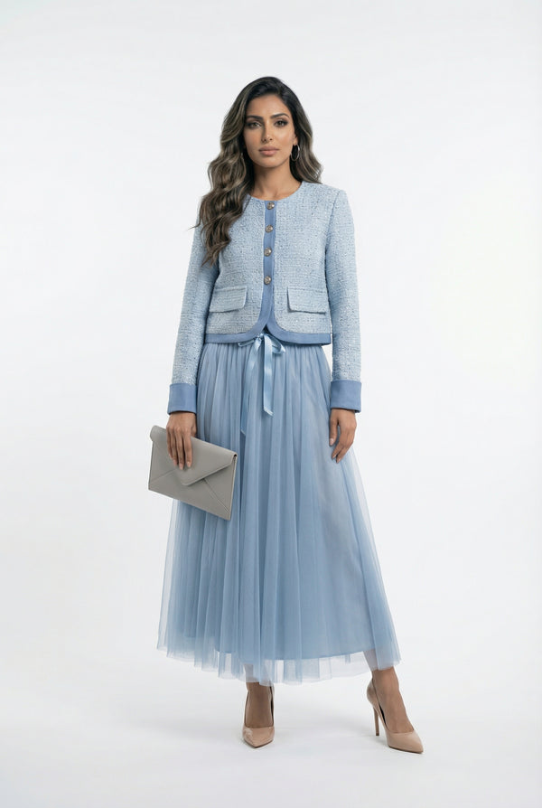 08552 Sequin Boucle Tweed Cropped Jacket سترة قصيرة من التويد بترتر وبوكل