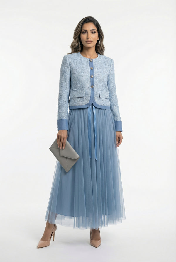 08552 Sequin Boucle Tweed Cropped Jacket سترة قصيرة من التويد بترتر وبوكل