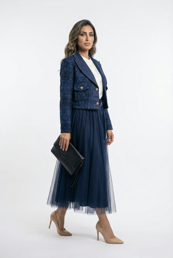 08528 Cropped Tweed Jacket سترة تويد قصيرة