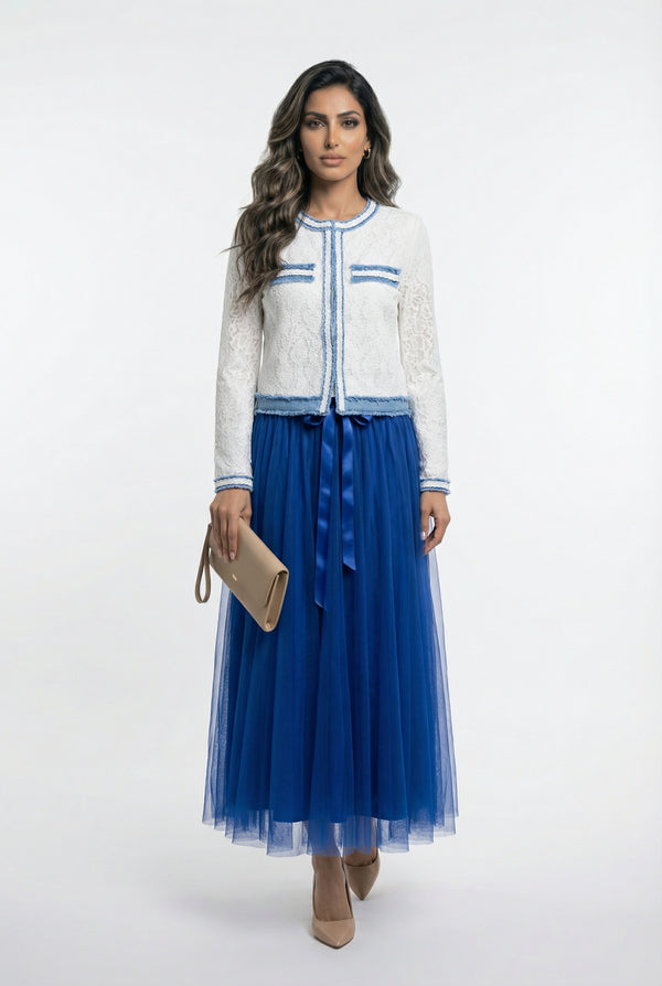 CK08077 Long Tulle Skirt تنورة تول طويلة