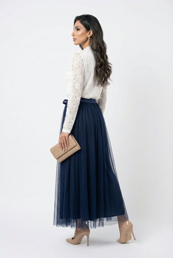 80971-1 Sheer Floral Lace Top بلوزة دانتيل زهري شفافة