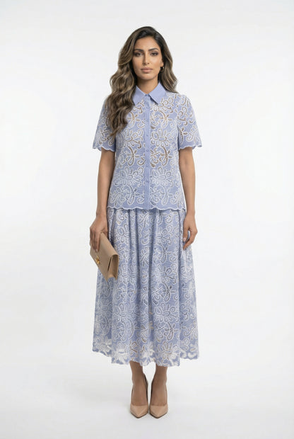 Floral Lace Shirt &amp; Skirt Set – Billie/Lila