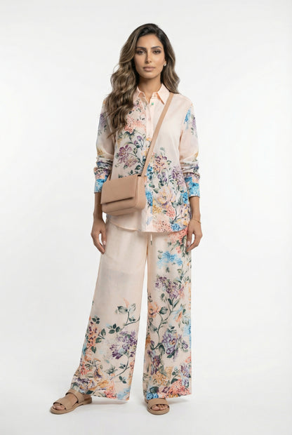 Dorine Floral Print Semi Sheer Shirt قميص شبه شفاف بطبعة زهور - Brown Loft
