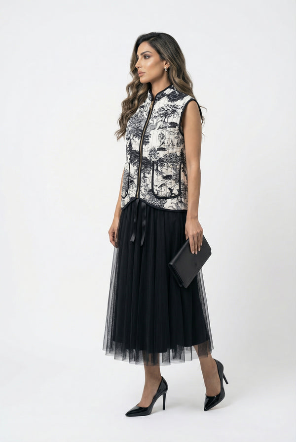 KD9901-2 Zip-Up Safari Print Vest