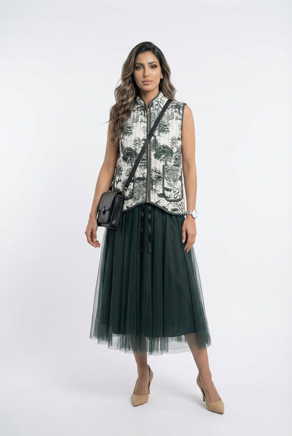 KD9901-2 Zip-Up Safari Print Vest