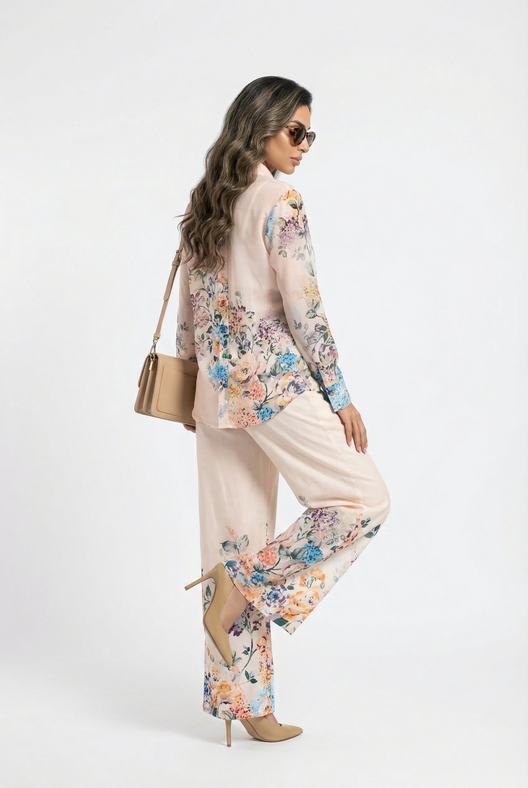 Faustine Floral Print Linen Pants بنطال كتان بطبعة زهور - Brown Loft