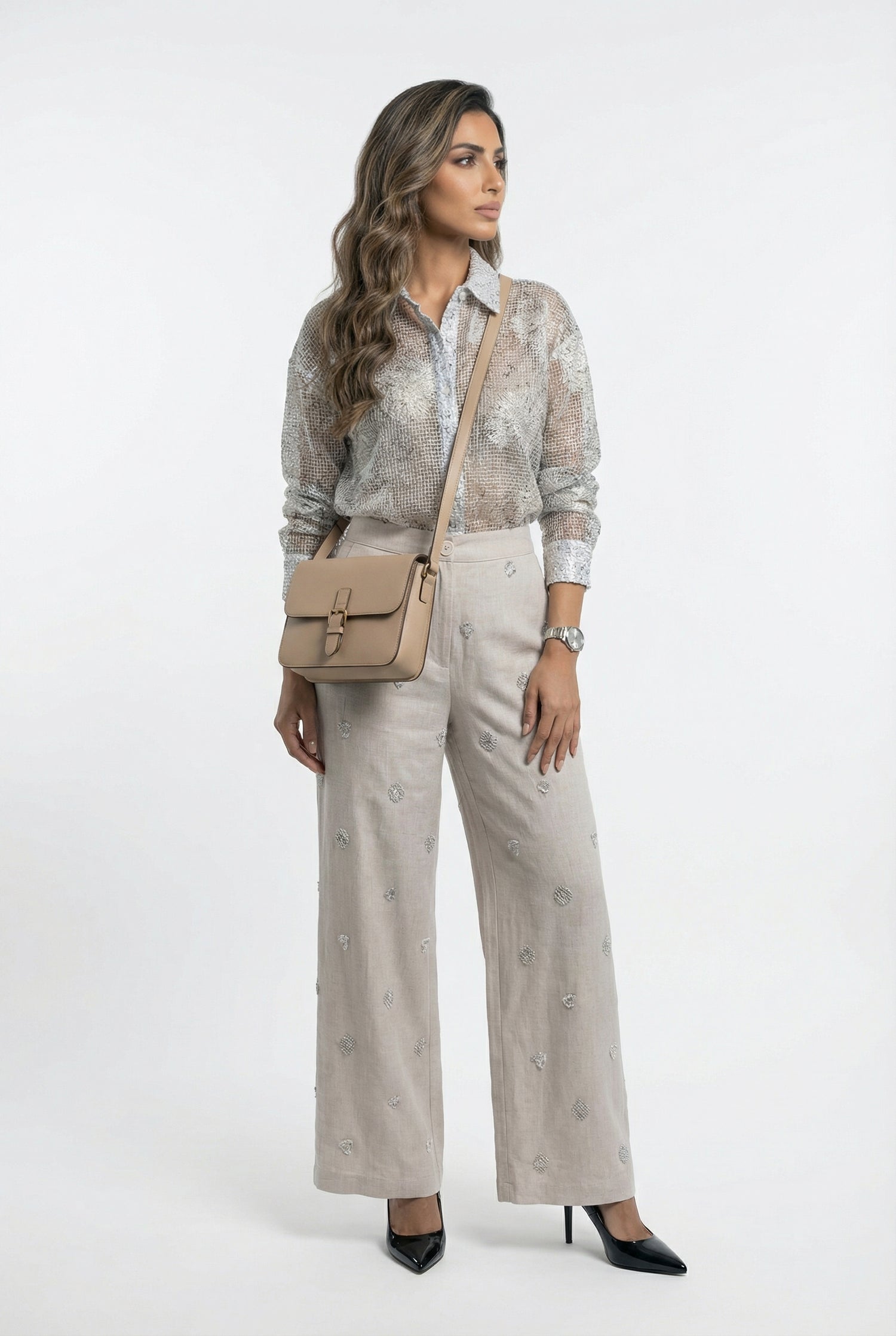 Norma Sheer Mesh Shirt قميص شبكي شفاف - Brown Loft