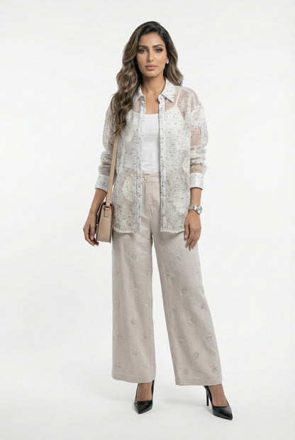 Norma Sheer Mesh Shirt قميص شبكي شفاف - Brown Loft