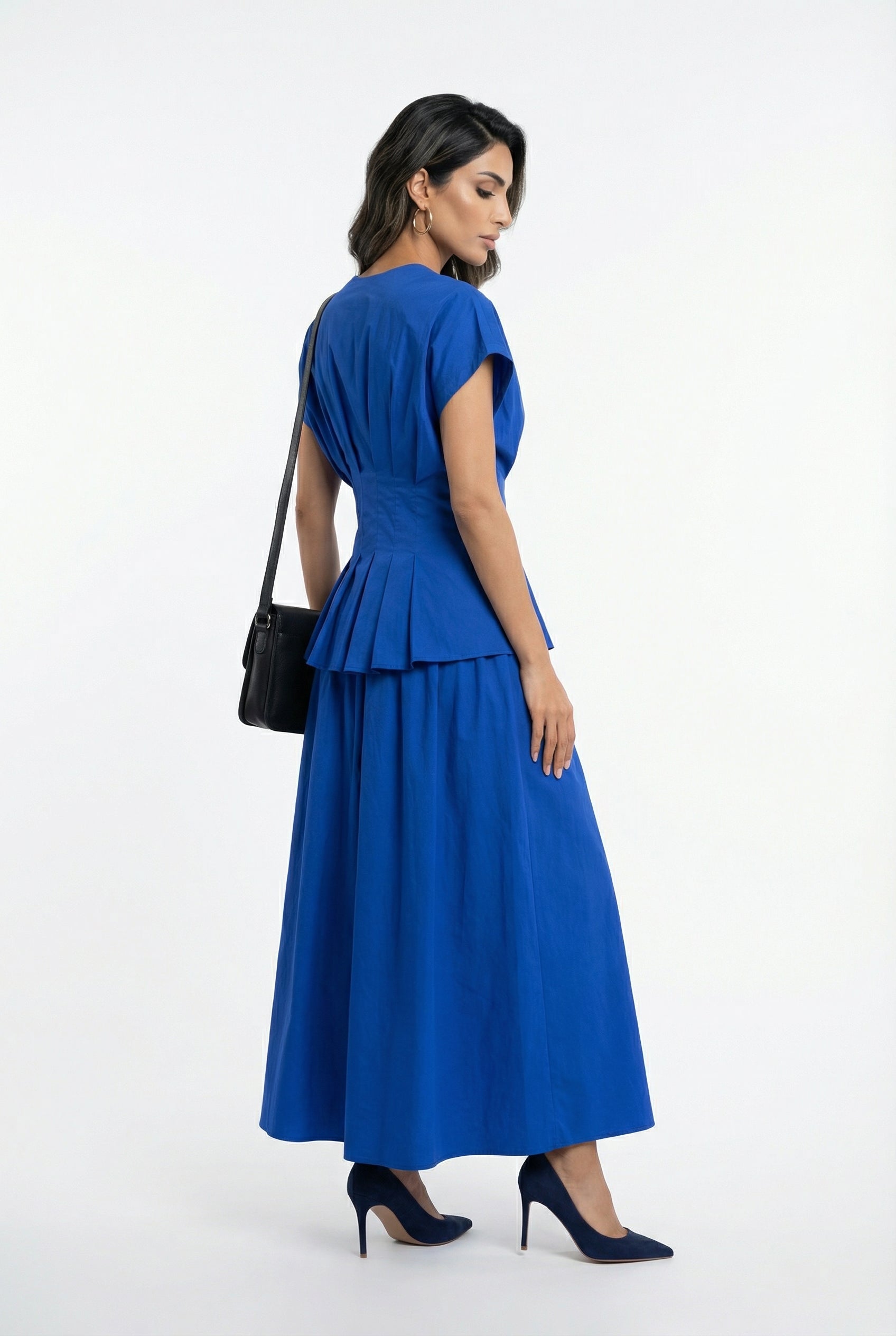 6218089 Pleated Long Dress فستان طويل مطوي - Brown Loft