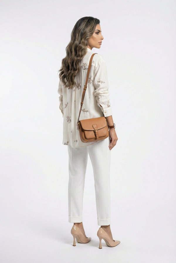 Layla Floral Embroidery Beads Oversized Shirt قميص واسع مطرز بالخرز والزهور