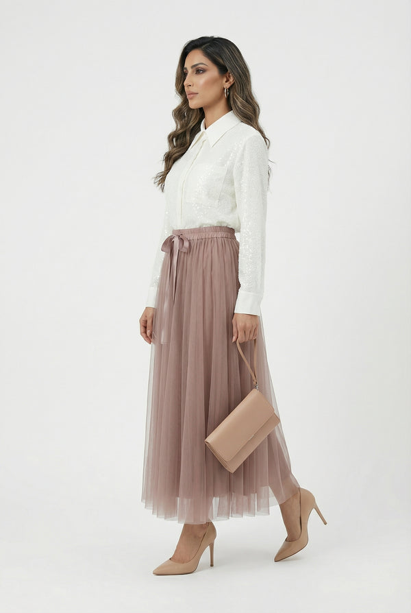 Darcy Sequins Mohair Oversized Shirt قميص موهير واسع مزين بالترتر