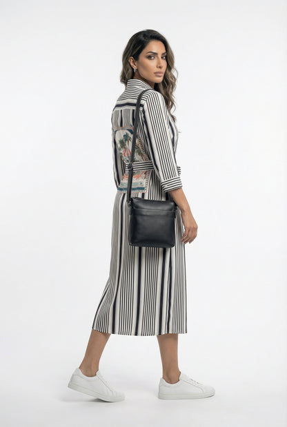 33649 Striped Midi Shirt Dress فستان قميص مخطط متوسط الطول - Brown Loft
