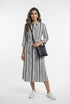 33649 Striped Midi Shirt Dress فستان قميص مخطط متوسط الطول - Brown Loft