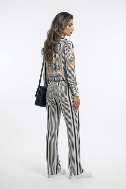 33650 Vertical Striped Pants - Brown Loft