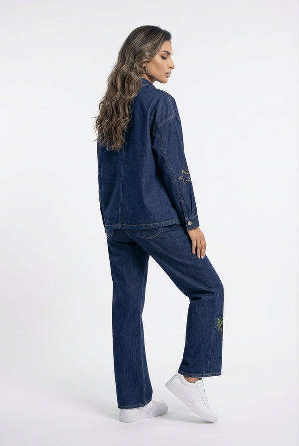 CDY995 High Rise Wide Leg Denim Pants