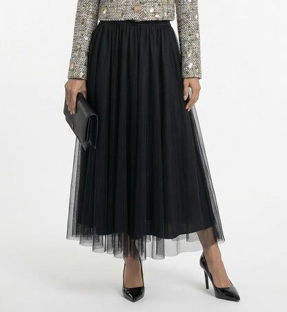 08365 Long Tulle Skirt  تنورة تول طويلة - Brown Loft
