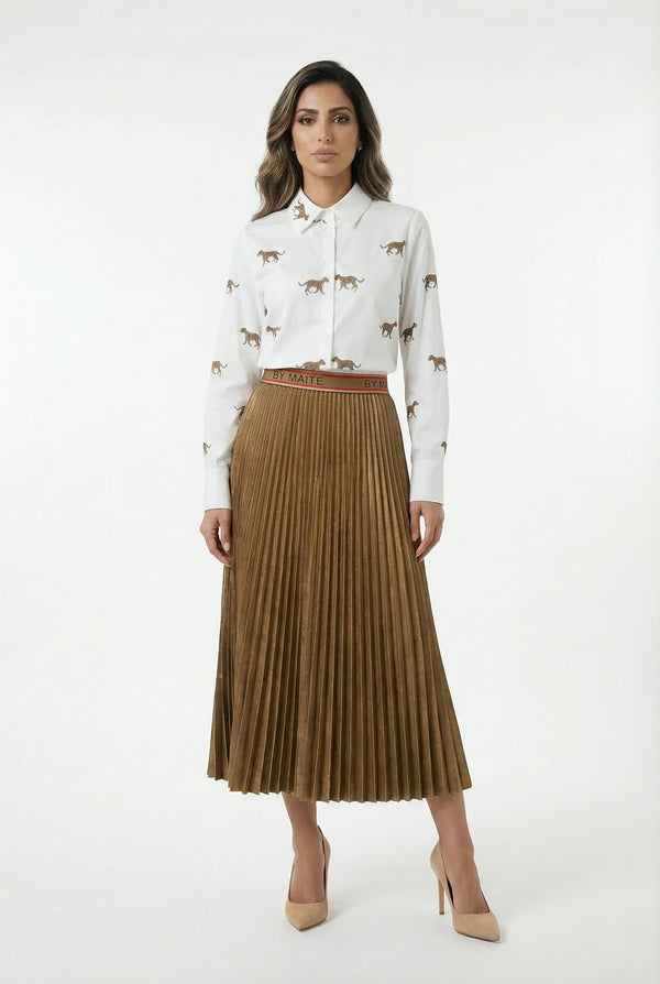 LS2615059 Buttoned Collared Leopard Print Shirt