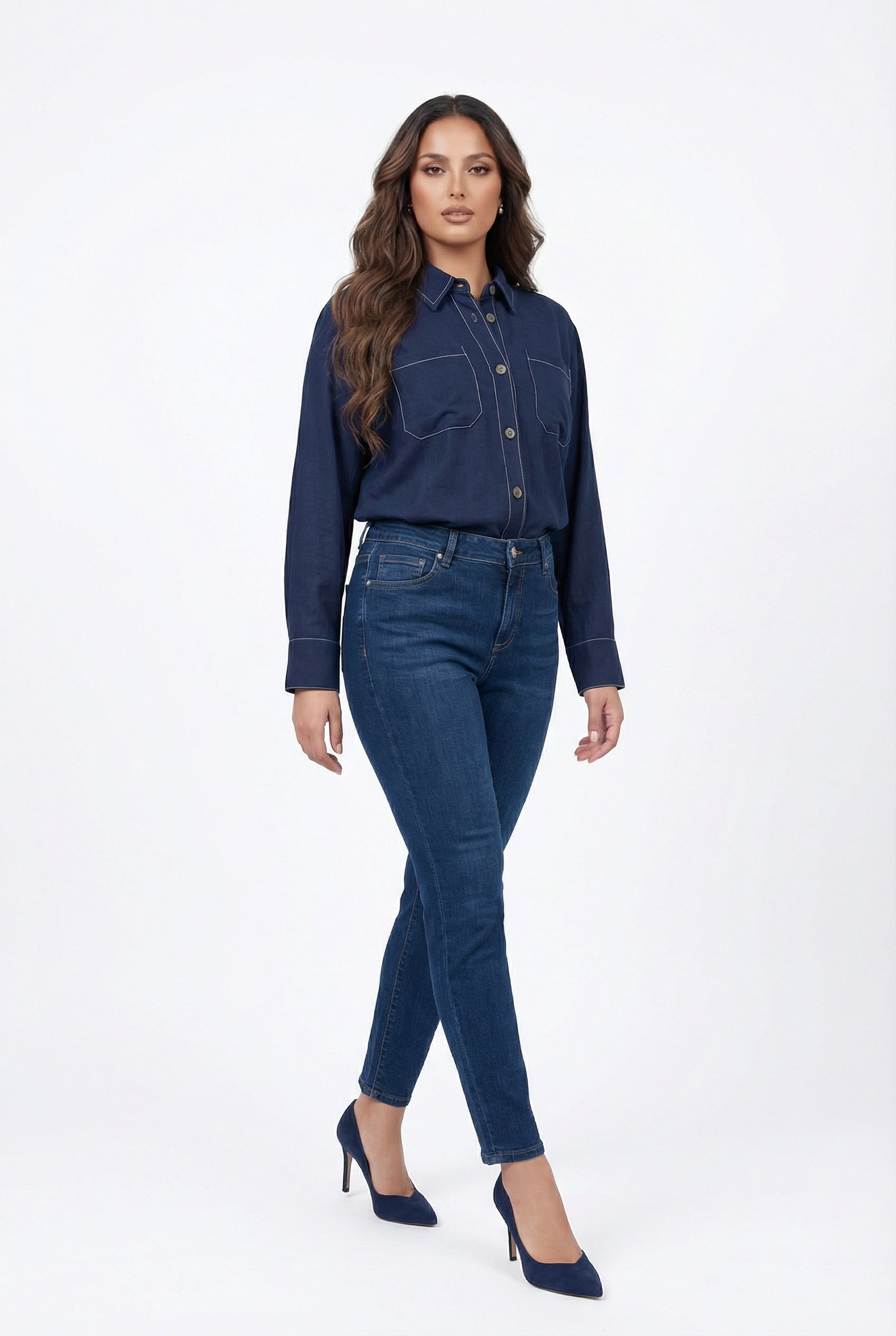 8501.3053  Oversized Long Back Linen Shirt قميص كتان واسع بظهر طويل - Brown Loft
