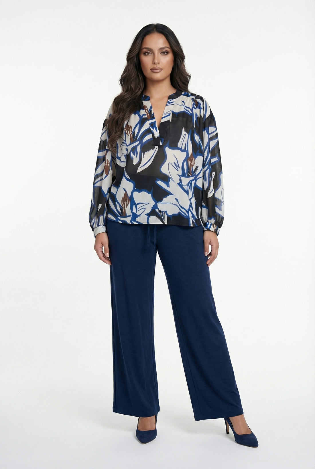 8501.2043 Wide Leg Linen Pants بنطال كتان واسع الساق - Brown Loft