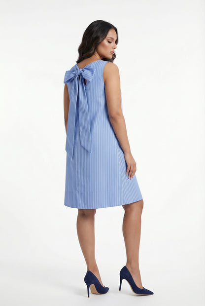 8501.7071 Striped Sleeveless  Dress فستان مخطط بلا أكمام - Brown Loft