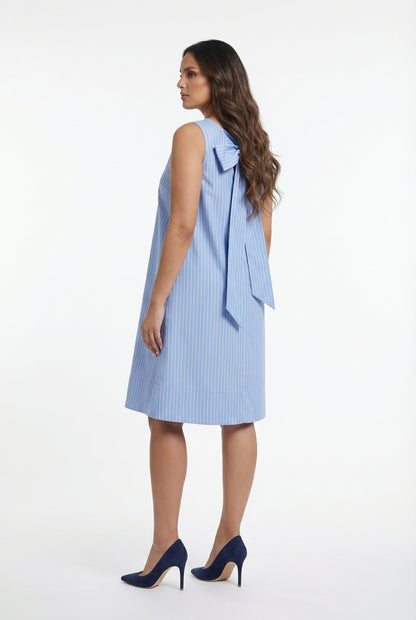 8501.7071 Striped Sleeveless  Dress فستان مخطط بلا أكمام - Brown Loft