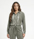 8401.3005 Collared Crushed Velvet Oversized Shirt - Brown Loft