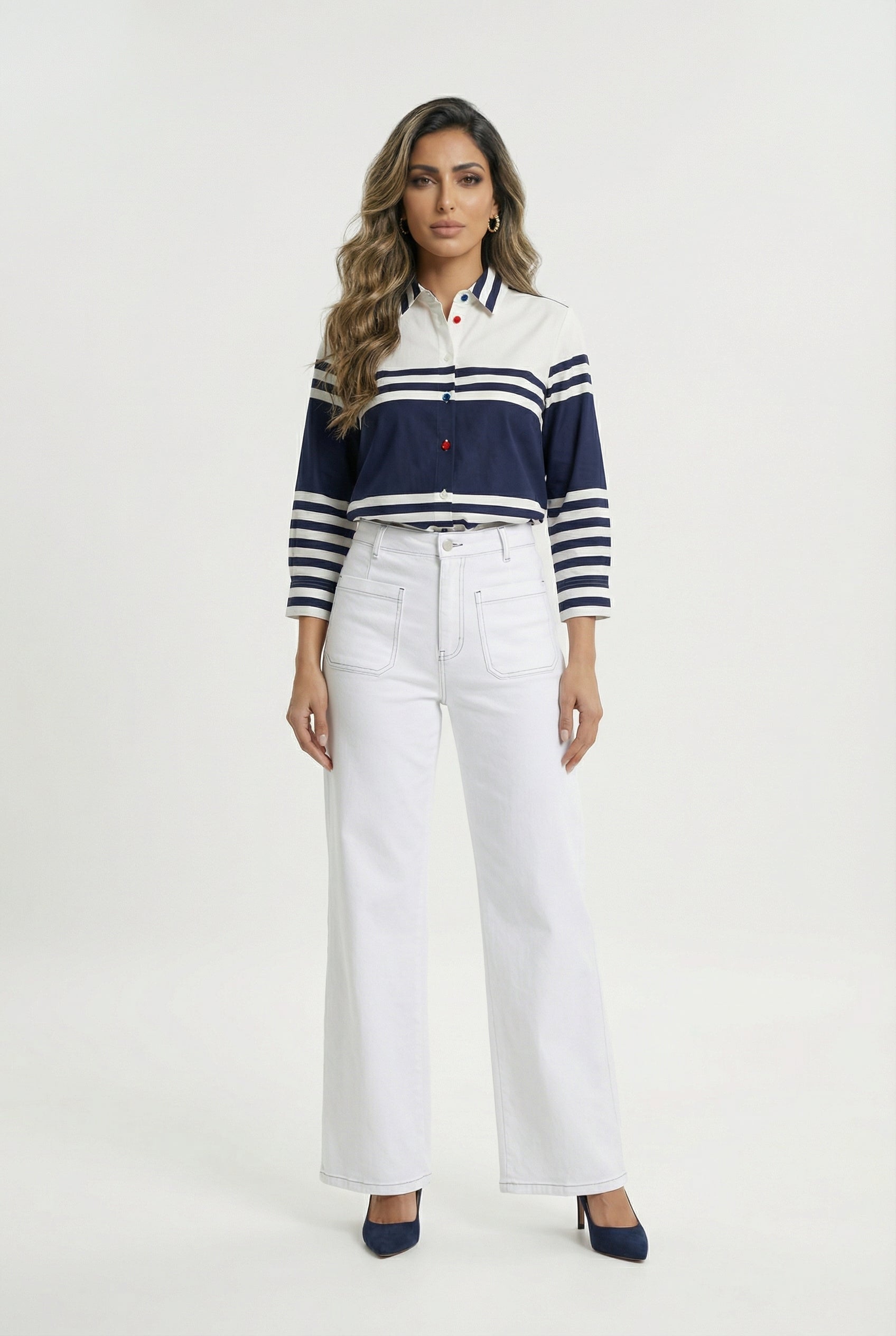 33395 Horizontal Striped Shirt - Brown Loft